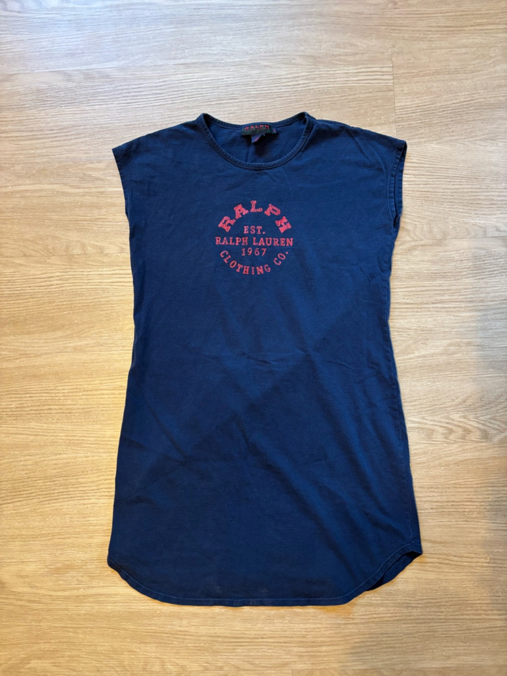 VTG Ralph Ralph Lauren Women’s Sz S 100%Cotton Cap Sleeve TShirt Mini Dress Y2K